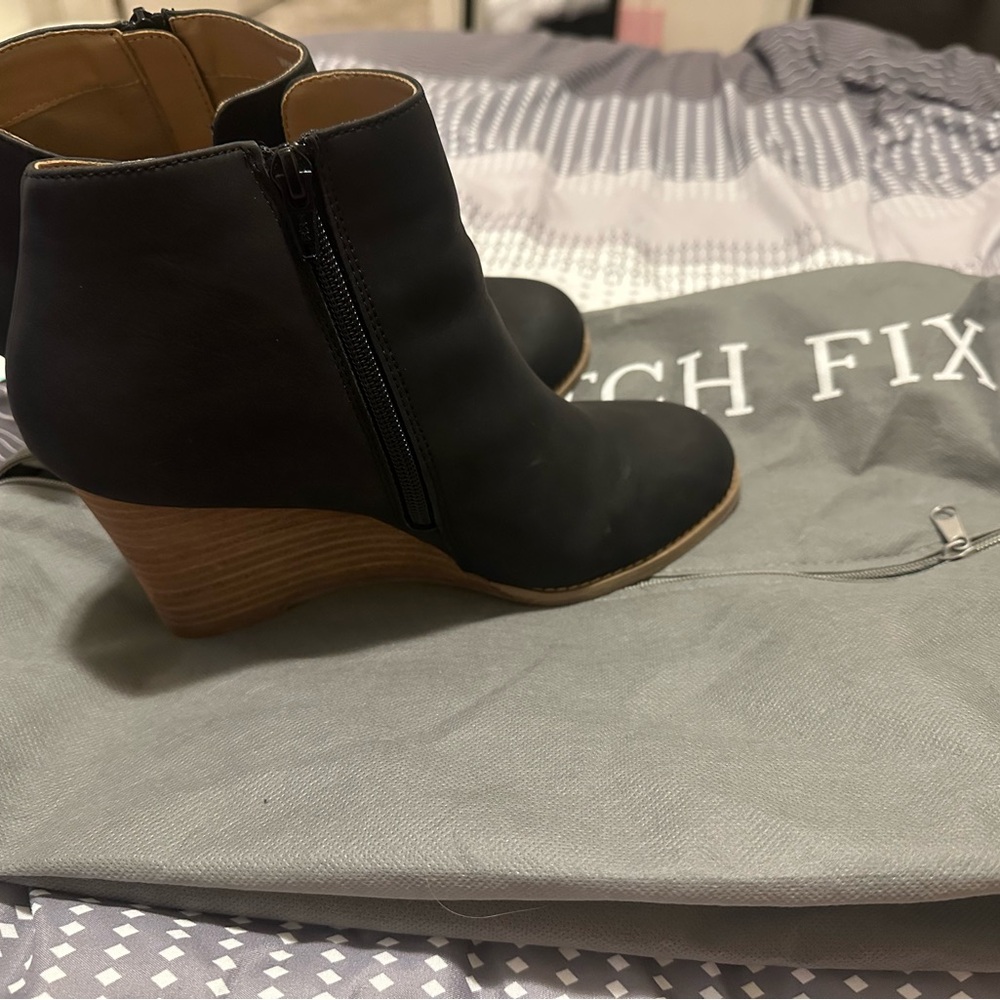 Black Wedge Ankle Boots